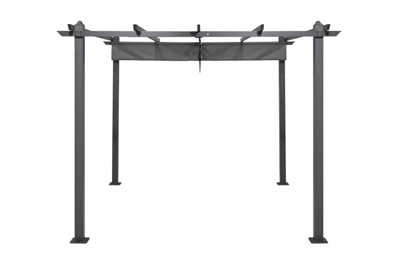 Porto pergola 3x3 m i aluminium med tak for solskjerming - Mørkgrå - Hagemøbler & utemiljø - Solbeskyttelse - Pergola