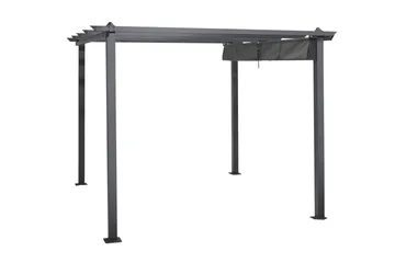 Porto pergola 3x3 m i aluminium med tak for solskjerming - Mørkgrå - Hagemøbler & utemiljø - Solbeskyttelse - Pergola
