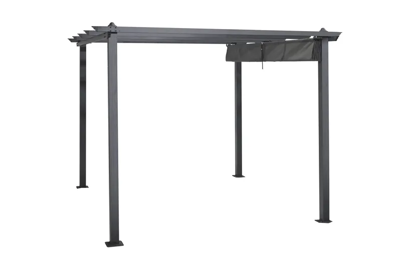Porto pergola 3x3 m i aluminium med tak for solskjerming - Mørkgrå - Hagemøbler & utemiljø - Solbeskyttelse - Pergola