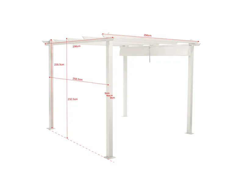 Porto pergola 3x3 m i aluminium med tak for solskjerming - Hvit - Hagemøbler & utemiljø - Solbeskyttelse - Pergola