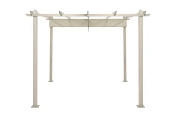 Porto pergola 3x3 m i aluminium med tak for solskjerming - Beige - Hagemøbler & utemiljø - Solbeskyttelse - Pergola