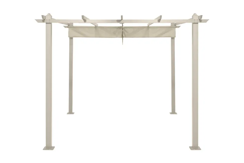 Porto pergola 3x3 m i aluminium med tak for solskjerming - Beige - Hagemøbler & utemiljø - Solbeskyttelse - Pergola