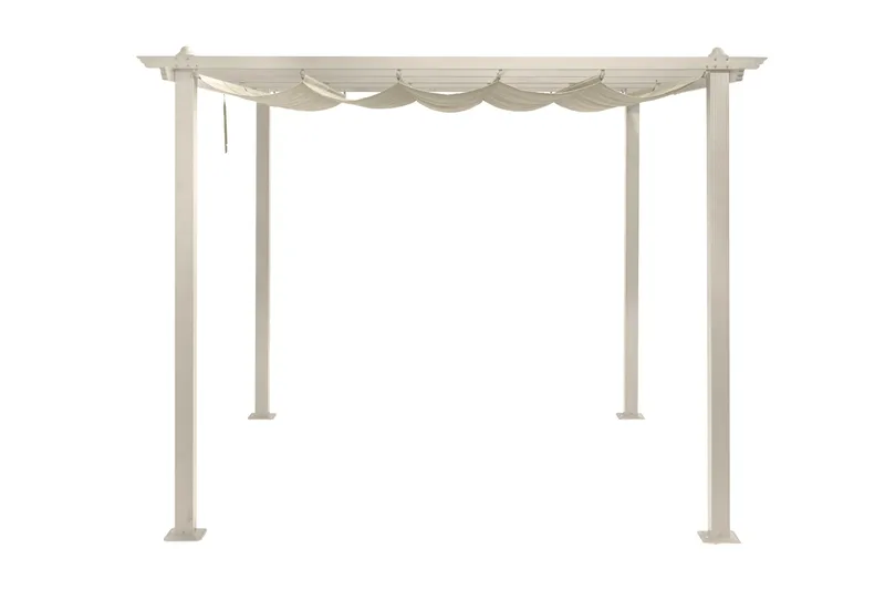 Porto pergola 3x3 m i aluminium med tak for solskjerming, Beige