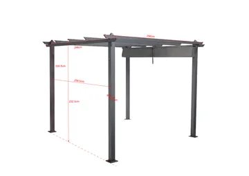 Porto pergola 3x3 m i aluminium med tak for solskjerming - Mørkgrå - Hagemøbler & utemiljø - Solbeskyttelse - Pergola