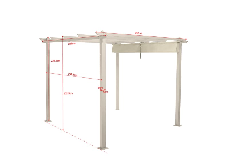 Porto pergola 3x3 m i aluminium med tak for solskjerming - Beige - Hagemøbler & utemiljø - Solbeskyttelse - Pergola