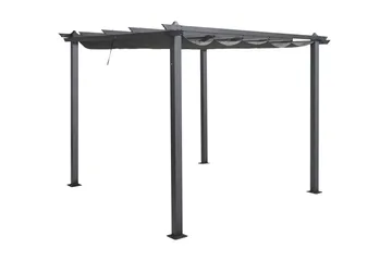 Porto pergola 3x3 m i aluminium med tak for solskjerming - Mørkgrå - Hagemøbler & utemiljø - Solbeskyttelse - Pergola