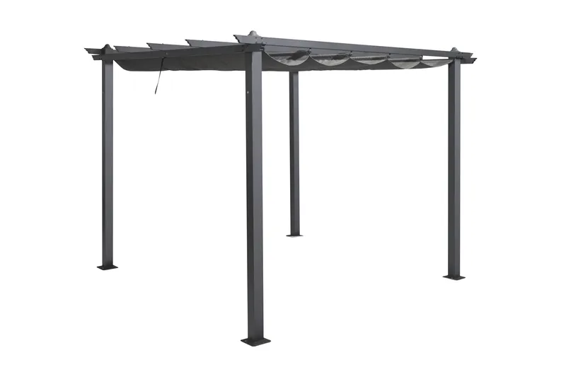 Porto pergola 3x3 m i aluminium med tak for solskjerming - Mørkgrå - Hagemøbler & utemiljø - Solbeskyttelse - Pergola