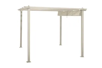 Porto pergola 3x3 m i aluminium med tak for solskjerming - Beige - Hagemøbler & utemiljø - Solbeskyttelse - Pergola