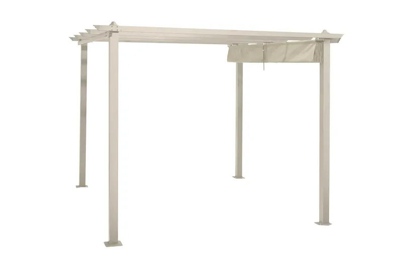 Porto pergola 3x3 m i aluminium med tak for solskjerming - Beige - Hagemøbler & utemiljø - Solbeskyttelse - Pergola