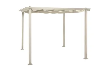 Porto pergola 3x3 m i aluminium med tak for solskjerming - Beige - Hagemøbler & utemiljø - Solbeskyttelse - Pergola
