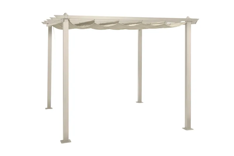 Porto pergola 3x3 m i aluminium med tak for solskjerming - Beige - Hagemøbler & utemiljø - Solbeskyttelse - Pergola