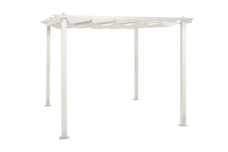 Porto pergola 3x3 m i aluminium med tak for solskjerming - Hvit - Hagemøbler & utemiljø - Solbeskyttelse - Pergola