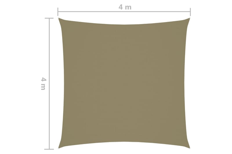 Solseil Oxfordstoff kvadratisk 4x4 m beige - Beige - Solseil