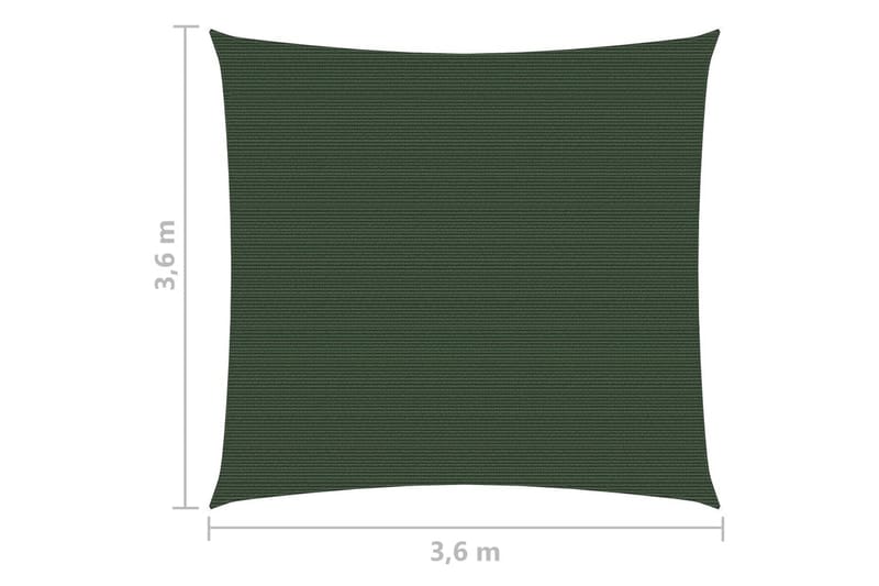 Solseil 160 g/m² mørkegrønn 3,6x3,6 m HDPE - grønn - Solseil