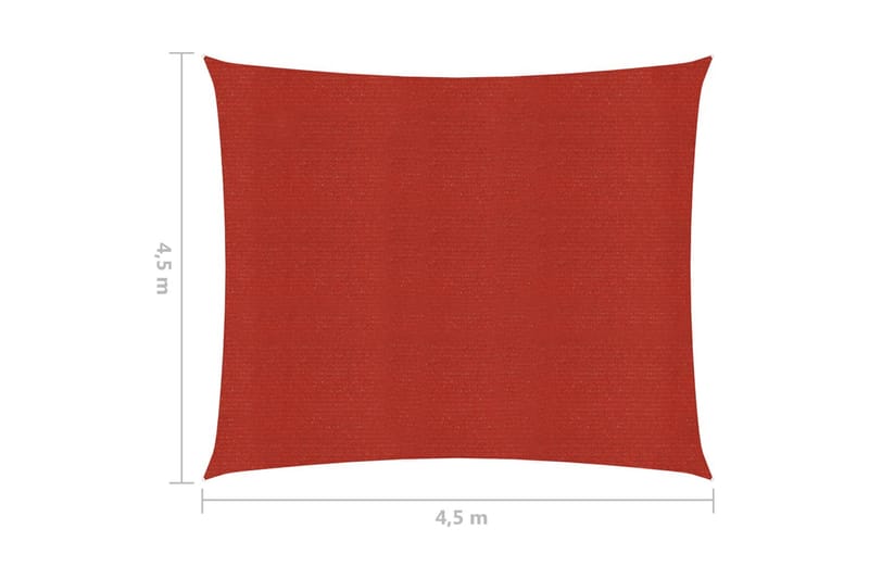 Solseil 160 g/m² rød 4,5x4,5 m HDPE - Rød - Solseil
