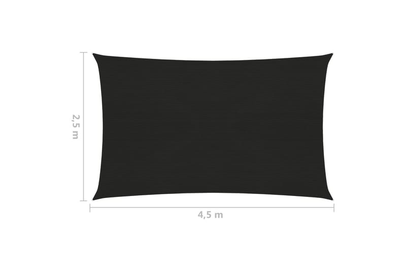 Solseil 160 g/m² svart 2,5x4,5 m HDPE - Svart - Solseil