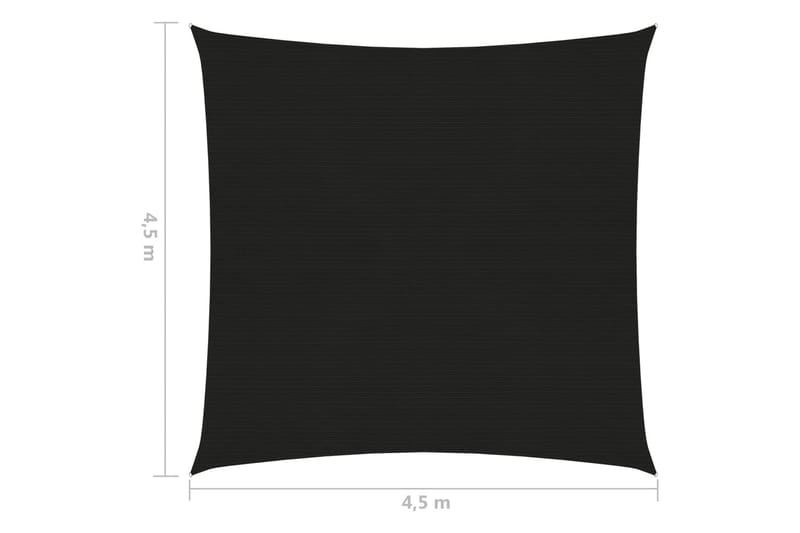 Solseil 160 g/m² svart 4,5x4,5 m HDPE - Svart - Solseil