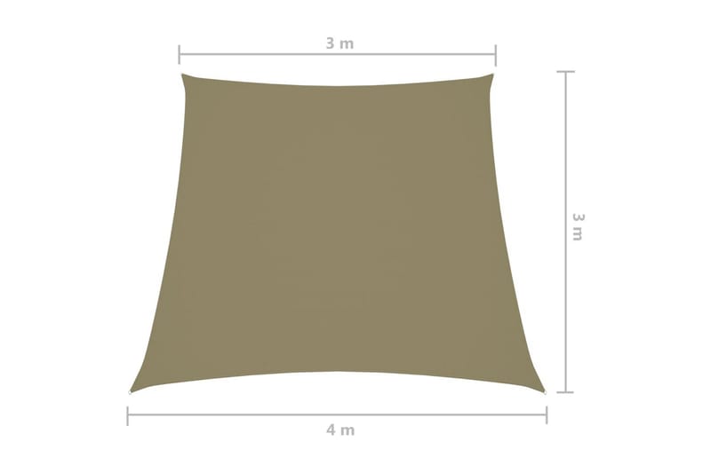 Solseil oxfordstoff trapesformet 3/4x3 m beige - Beige - Solseil