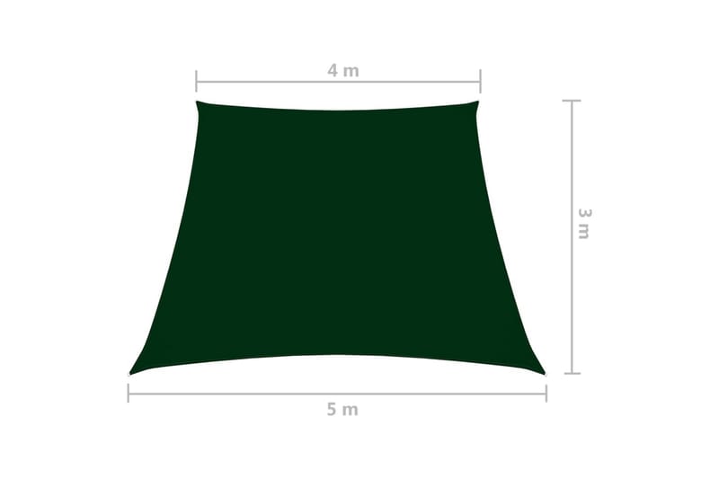 Solseil oxfordstoff trapesformet 4/5x3 m mørkegrønn - grønn - Solseil