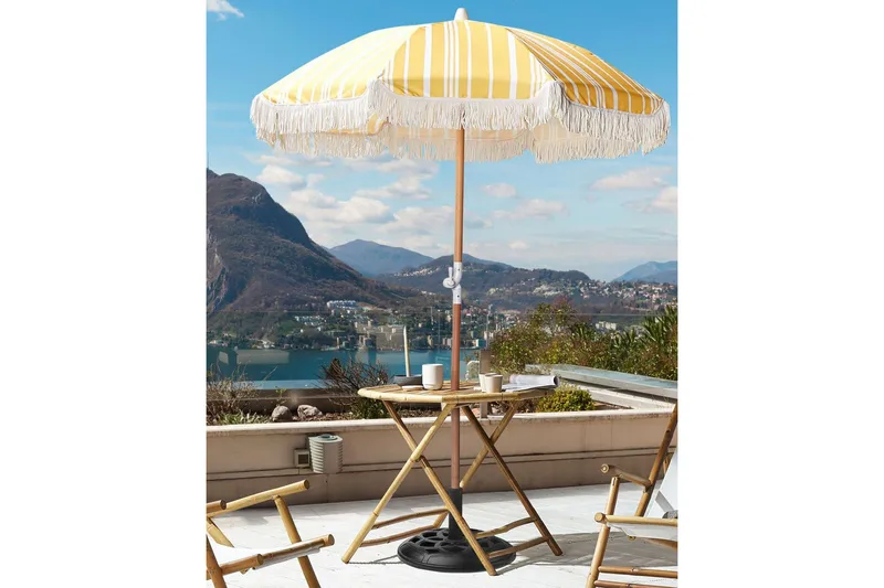 Teulon Parasol 150 cm - Gul/Hvit/Lys Brun - Hagemøbler & utemiljø - Solbeskyttelse - Parasoller - Balkongparasoll