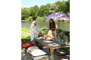 Teulon Parasol 150 cm - Rosa/Hvit/Lysebrun - Hagemøbler & utemiljø - Solbeskyttelse - Parasoller