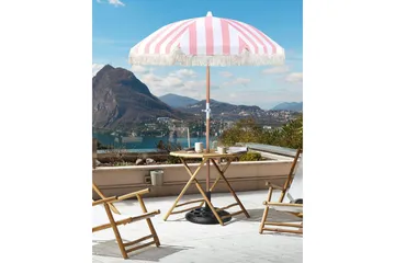Teulon Parasol 150 cm - Rosa/Hvit/Lysebrun - Hagemøbler & utemiljø - Solbeskyttelse - Parasoller