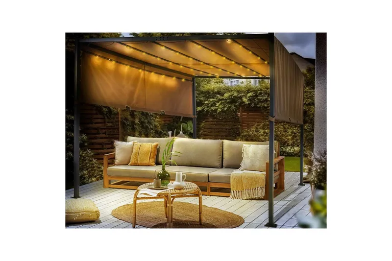 Trädgårdspergola Beliani Parga Beige/svart Brown||Black - Hagemøbler & utemiljø - Solbeskyttelse - Pergola