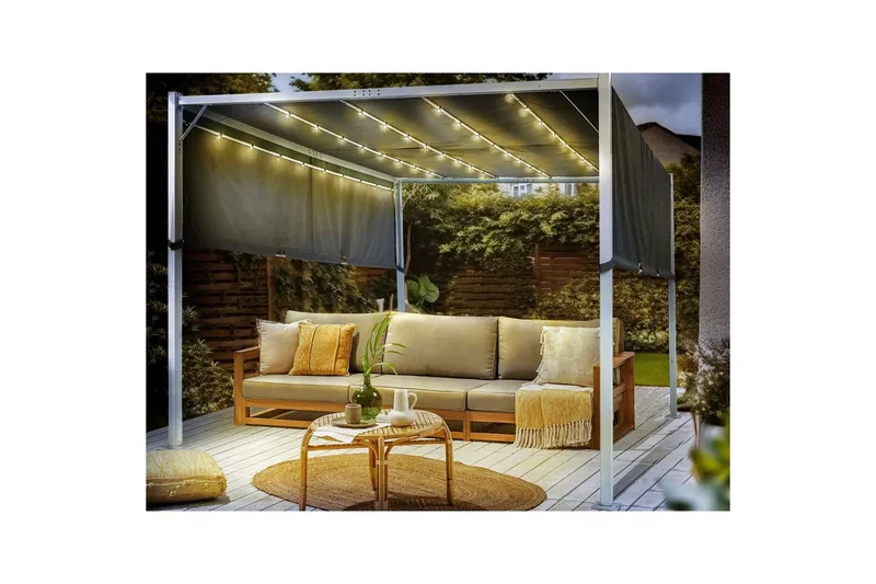 Trädgårdspergola Beliani Parga Beige/svart Grey||White - Hagemøbler & utemiljø - Solbeskyttelse - Pergola