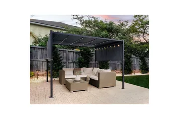 Trädgårdspergola Beliani Parga Beige/svart Grey||Black - Hagemøbler & utemiljø - Solbeskyttelse - Pergola