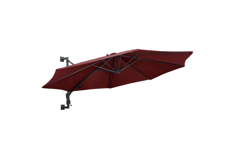 Veggmontert parasoll med metallstang 300 cm burgunder - Rød - Parasoller