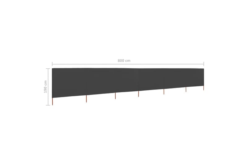 Vindskjerm 6 paneler stoff 800x160 cm antrasitt - Grå - Avskjerming & vindskjerm