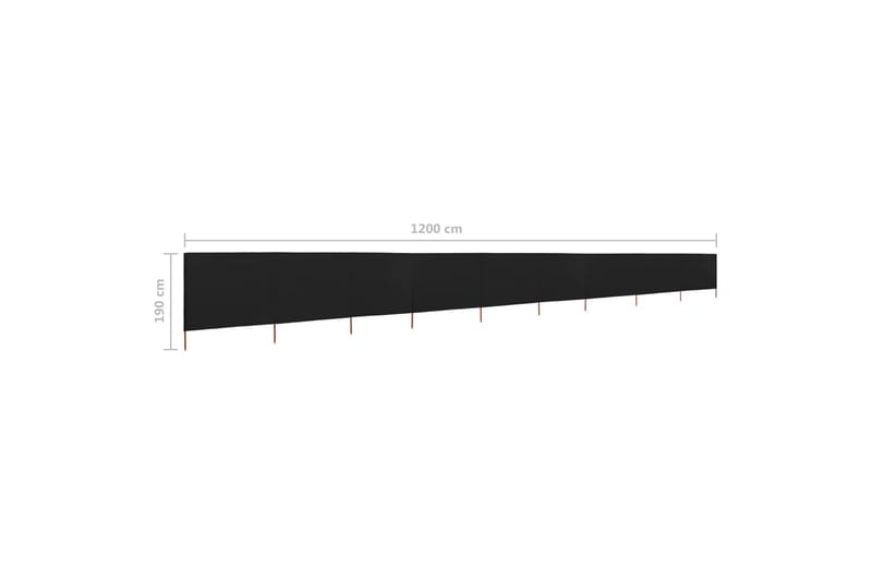Vindskjerm 9 paneler stoff 1200x160 cm svart - Svart - Avskjerming & vindskjerm