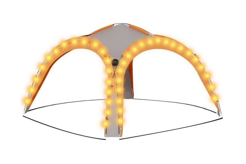 Partytelt med LED og 4 sidevegger 3,6x3,6x2,3 m grå og orans - Grå - Hagetent & lagertelt