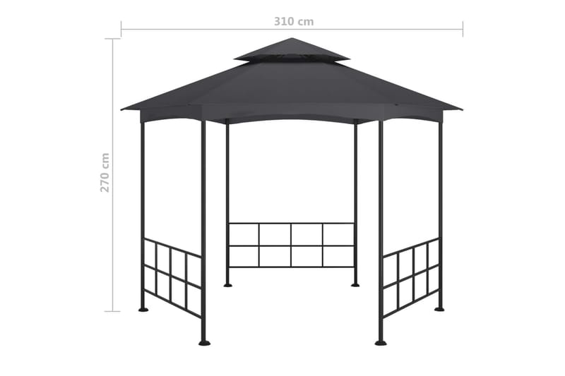 Paviljong med sidevegger 3,1x2,7 m antrasitt - Antrasittgrå - Hagetent & lagertelt