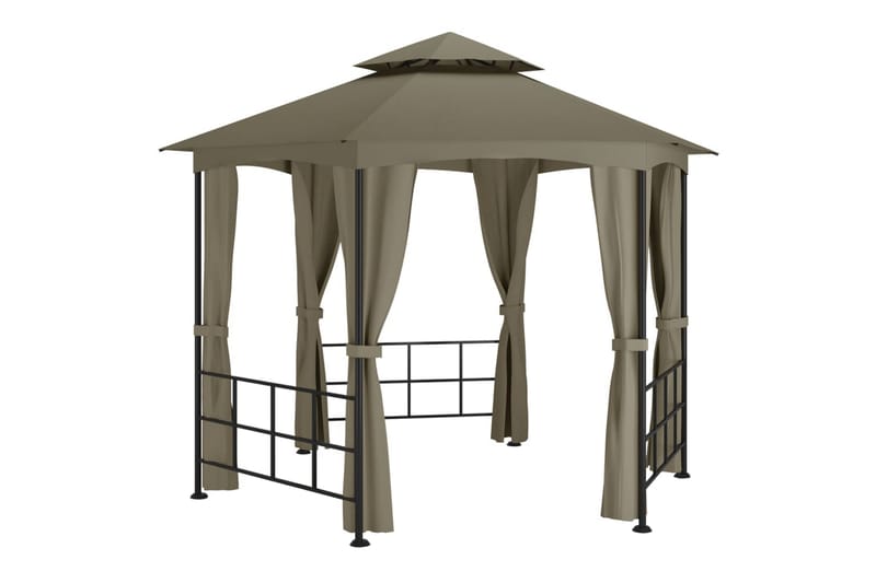Paviljong med sidevegger 3,1x2,7 m gråbrun - Taupe - Hagetent & lagertelt