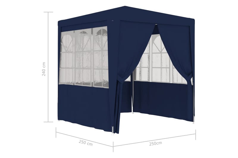 Profesjonelt festtelt med sidevegger 2,5x2,5 m blå 90 g/m² - Blå - Hagetent & lagertelt