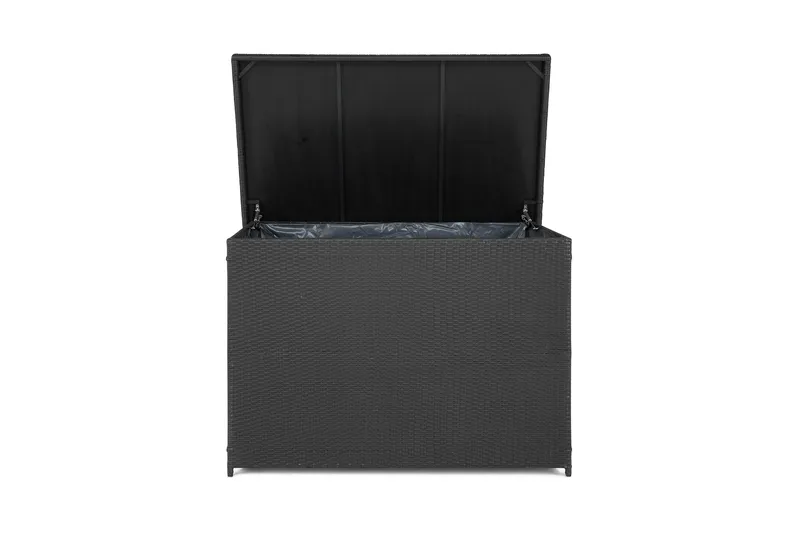 Gigant vanntett puteboks XL for utendørs bruk – Oppbevaringsboks i kunstrotting (B150xD90xH101 cm) - Svart - Hagemøbler & utemiljø - Utendørsoppbevaring - Puteoppbevaring - Puteboks & putekasse