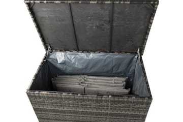 Gigant vanntett puteboks XL for utendørs bruk – Oppbevaringsboks i kunstrotting (B150xD90xH101 cm) - Grå - Hagemøbler & utemiljø - Utendørsoppbevaring - Puteoppbevaring - Puteboks & putekasse