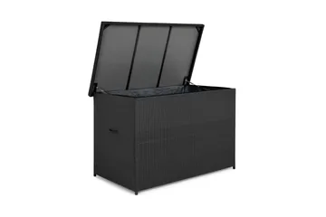 Gigant vanntett puteboks XL for utendørs bruk – Oppbevaringsboks i kunstrotting (B150xD90xH101 cm) - Svart - Hagemøbler & utemiljø - Utendørsoppbevaring - Puteoppbevaring - Puteboks & putekasse