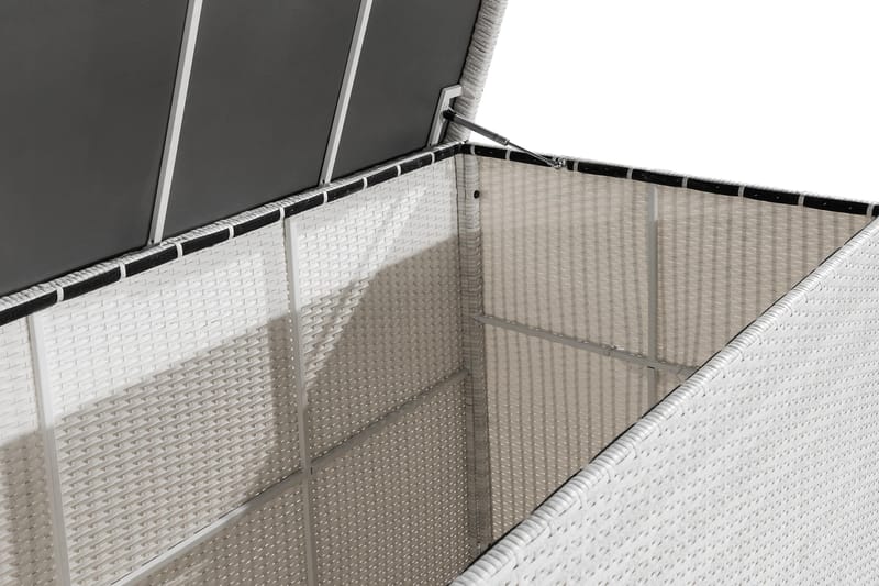 Gigant vanntett puteboks XL for utendørs bruk – Oppbevaringsboks i kunstrotting (B150xD90xH101 cm) - Hvit - Hagemøbler & utemiljø - Utendørsoppbevaring - Puteoppbevaring - Puteboks & putekasse