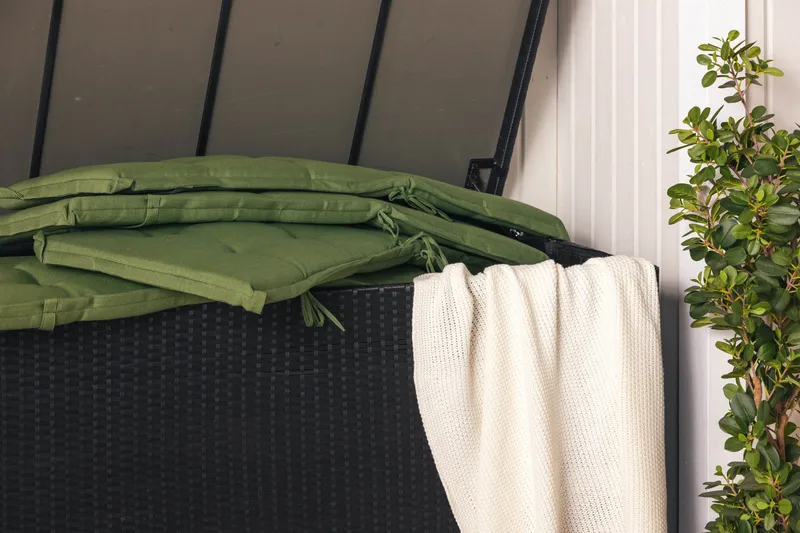 Gigant vanntett puteboks XL for utendørs bruk – Oppbevaringsboks i kunstrotting (B150xD90xH101 cm) - Svart - Hagemøbler & utemiljø - Utendørsoppbevaring - Puteoppbevaring - Puteboks & putekasse