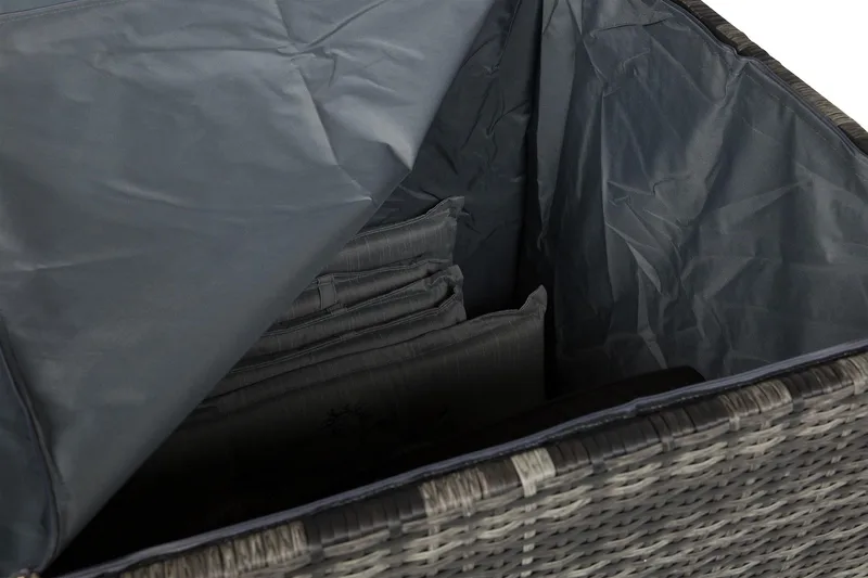 Gigant vanntett puteboks XL for utendørs bruk – Oppbevaringsboks i kunstrotting (B150xD90xH101 cm) - Grå - Hagemøbler & utemiljø - Utendørsoppbevaring - Puteoppbevaring - Puteboks & putekasse