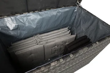 Gigant vanntett puteboks XL for utendørs bruk – Oppbevaringsboks i kunstrotting (B150xD90xH101 cm) - Grå - Hagemøbler & utemiljø - Utendørsoppbevaring - Puteoppbevaring - Puteboks & putekasse