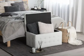 Michigan Pu-Lærtekasse |42|72|40 Cm - Grå - Møbler - Stoler - Krakk - Fotskammel