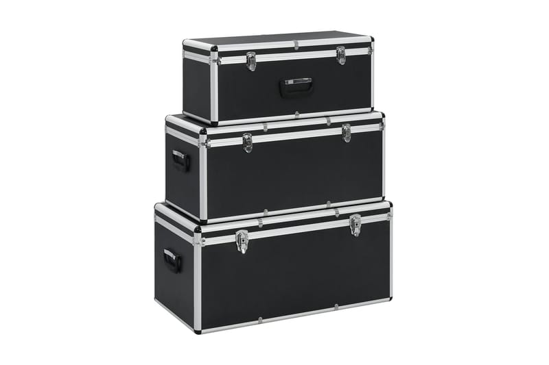 Oppbevaringskasser 3 stk svart aluminium - Svart - Puteboks & putekasse