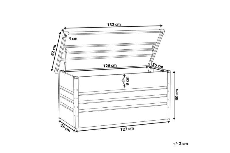 Putekasse 132 x 62 cm grå CEBROSA - Grå - Hagemøbler & utemiljø - Utendørsoppbevaring - Puteoppbevaring - Puteboks & putekasse