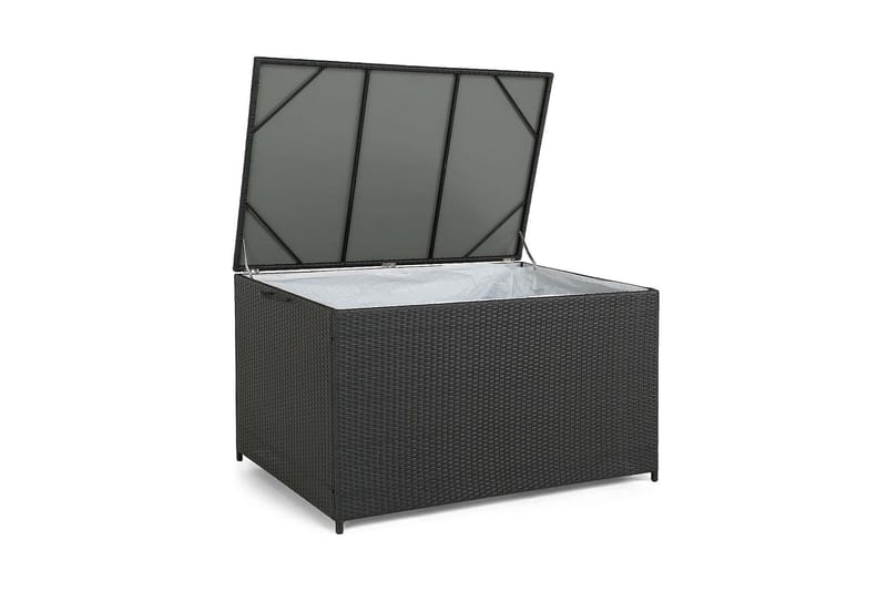Sydney vanntett puteboks Large for utendørs bruk – Oppbevaringsboks i kunstrotting (B140xD80xH90 cm) - Svart - Hagemøbler & utemiljø - Utendørsoppbevaring - Puteoppbevaring - Puteboks & putekasse