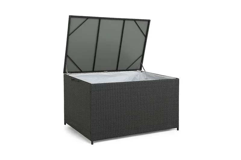 Sydney vanntett puteboks Large for utendørs bruk – Oppbevaringsboks i kunstrotting (B140xD80xH90 cm) - Svart - Hagemøbler & utemiljø - Utendørsoppbevaring - Puteoppbevaring - Puteboks & putekasse