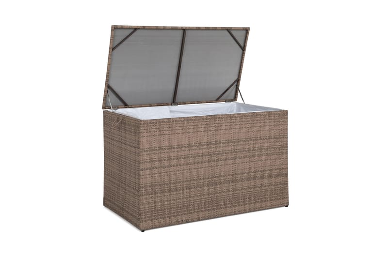 Sydney vanntett puteboks Large for utendørs bruk – Oppbevaringsboks i kunstrotting (B140xD80xH90 cm) - Sand - Hagemøbler & utemiljø - Utendørsoppbevaring - Puteoppbevaring - Puteboks & putekasse