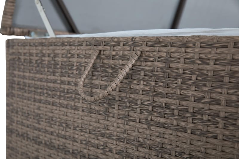 Sydney vanntett puteboks Large for utendørs bruk – Oppbevaringsboks i kunstrotting (B140xD80xH90 cm) - Sand - Hagemøbler & utemiljø - Utendørsoppbevaring - Puteoppbevaring - Puteboks & putekasse